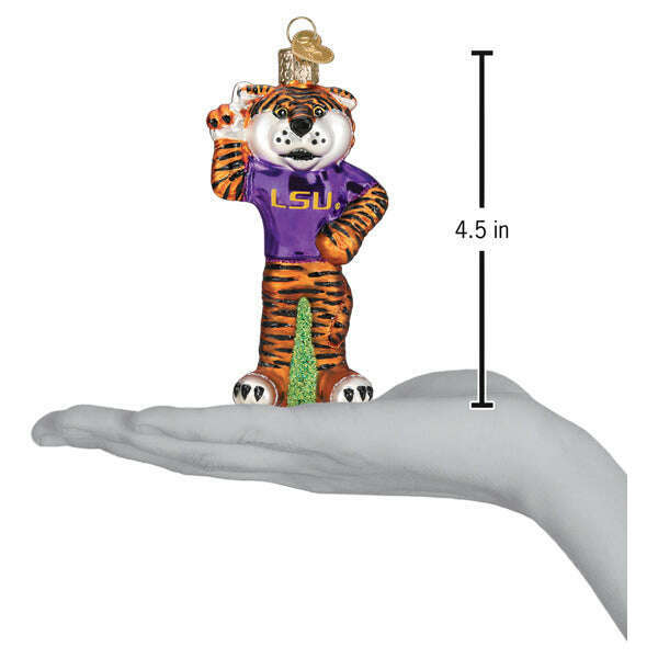 Old World Christmas LSU Mike the Tiger Blown Glass Ornament