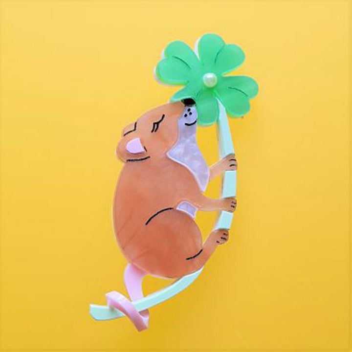 Lucky Clover Mouse Brooch by Cherryloco Jewellery 3