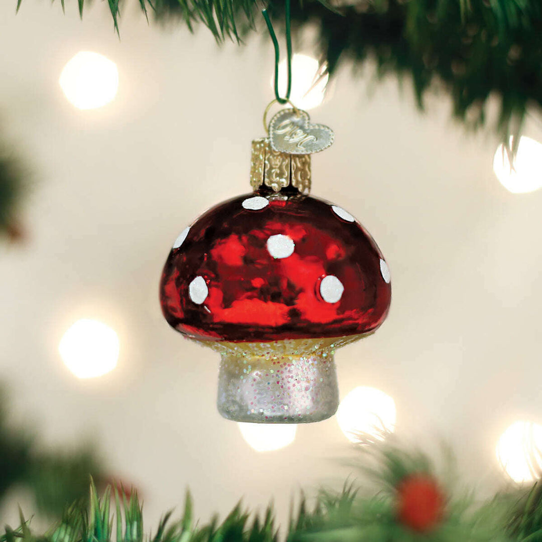 Old World Christmas Lucky Mushroom Blown Glass Ornament