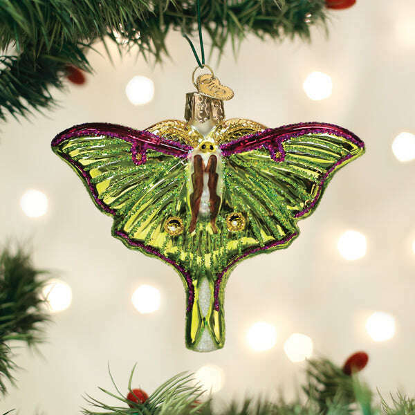 Old World Christmas Luna Moth Blown Glass Ornament