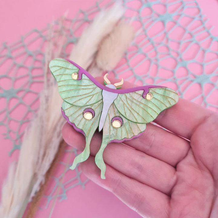 Luna Moth Small Brooch by Cherryloco Jewellery 3