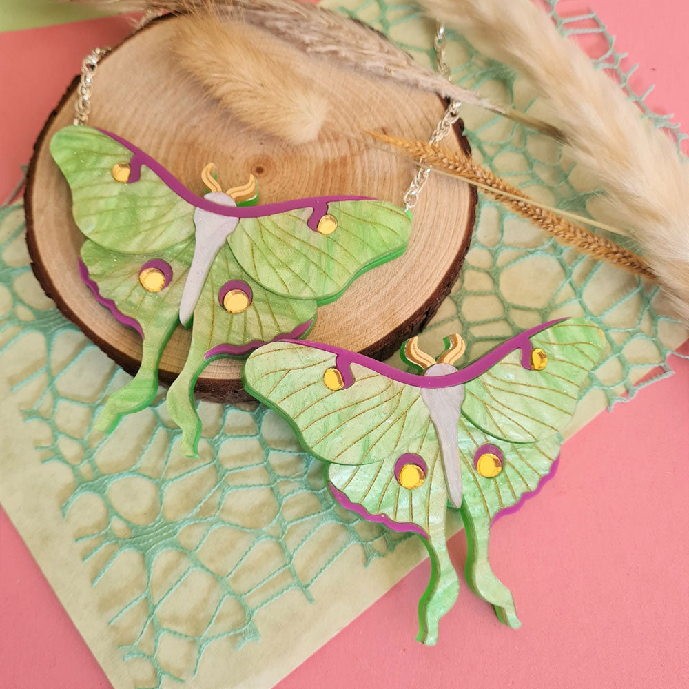 Luna Moth Statement Necklace by Cherryloco Jewellery 2