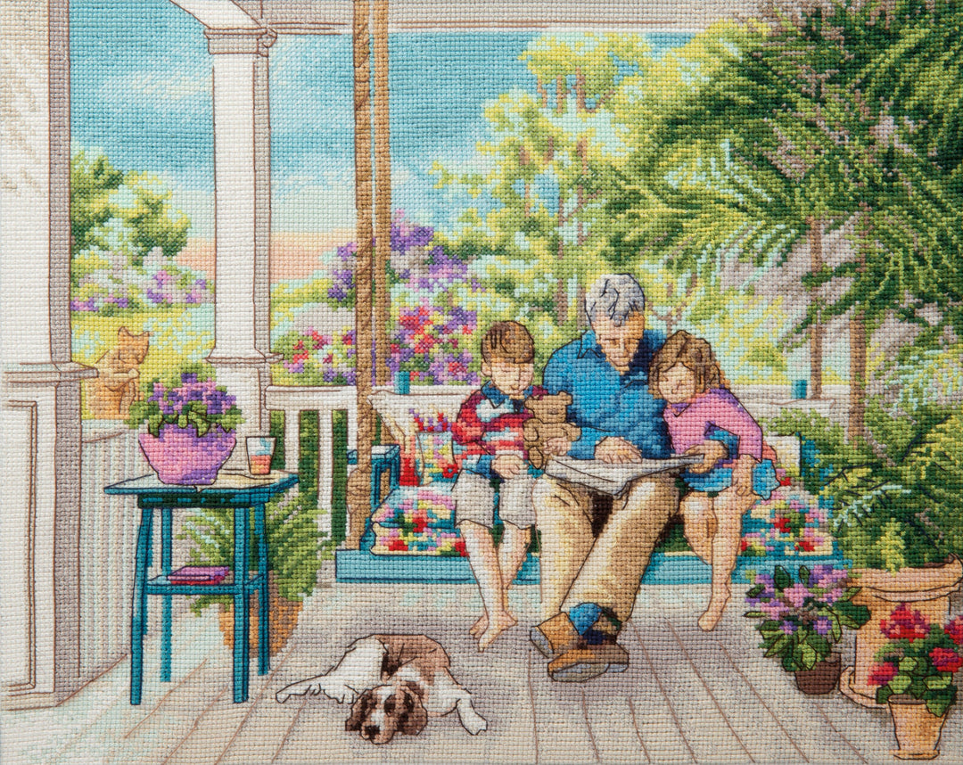 M-486C Counted cross stitch kit "Reading fairy tales"