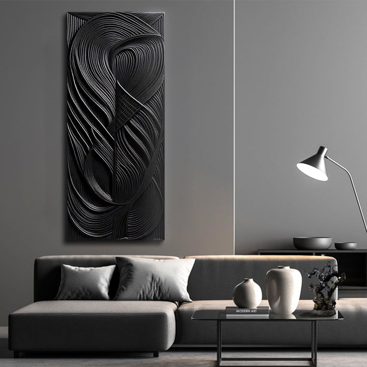 Modern Black Waves Wall Art