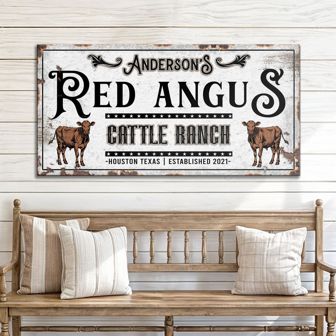 Personalized Red Angus Cattle Sign
