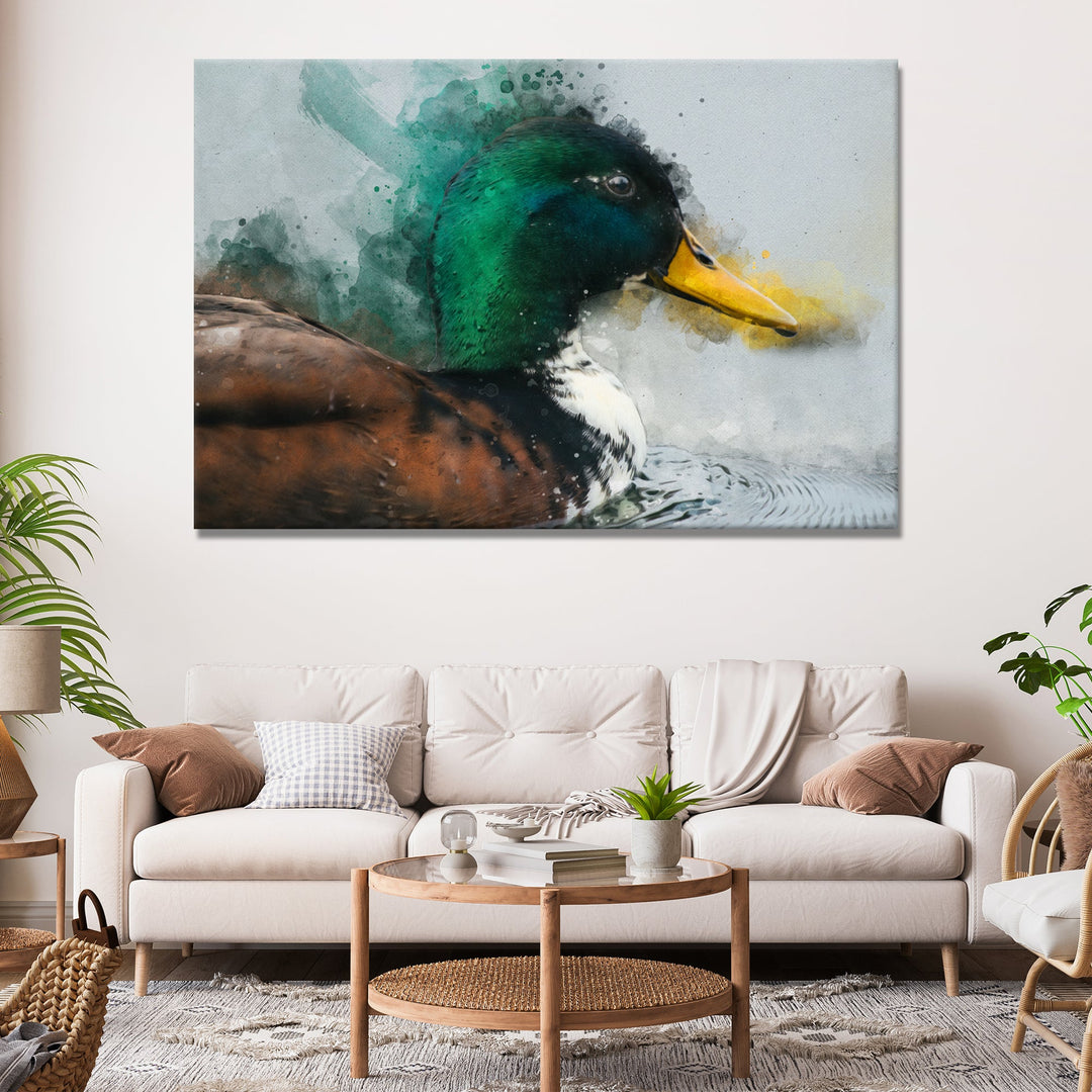 Duck Watercolor Canvas Wall Art