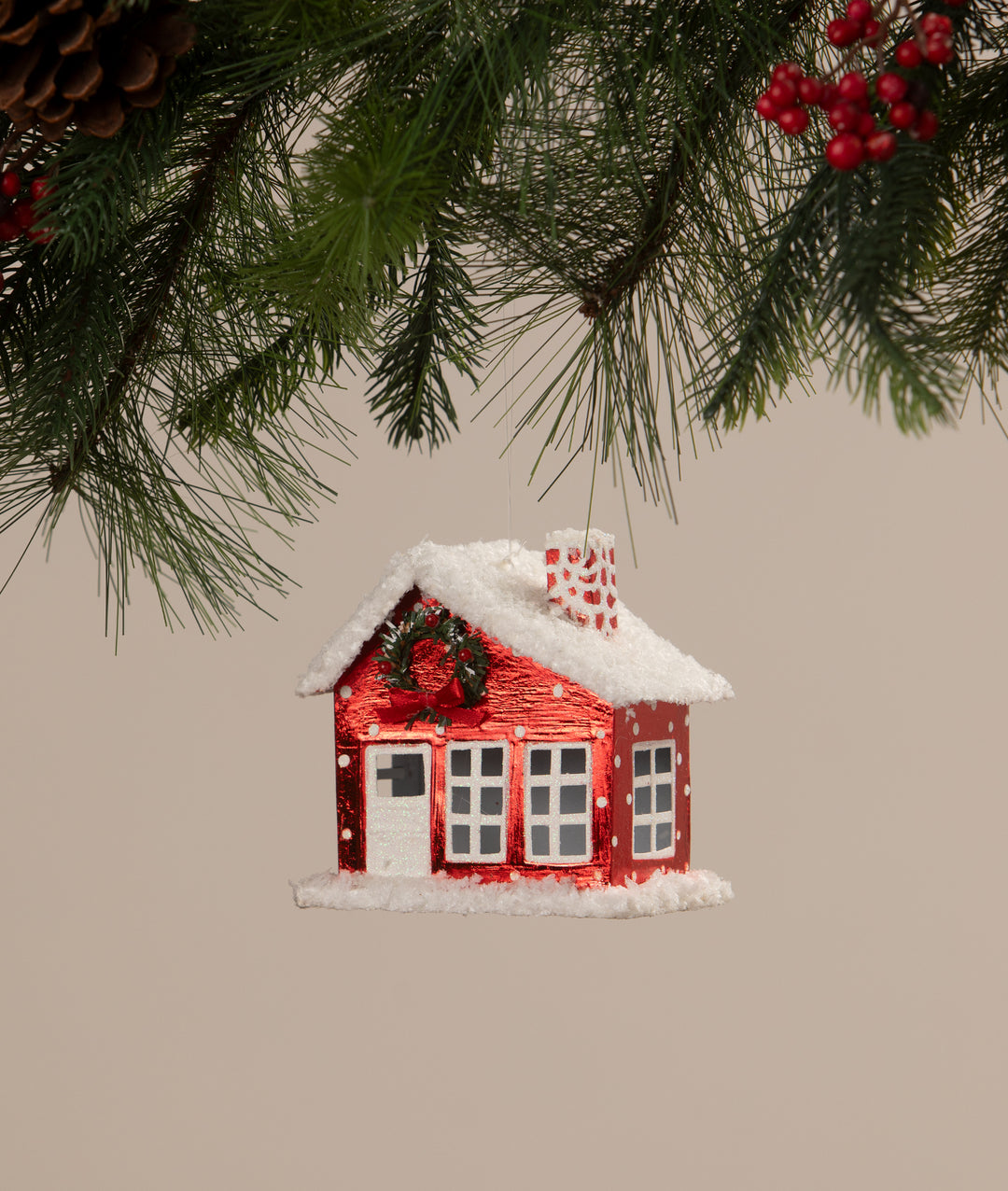Polka Dot Tin House Ornament by Bethany Lowe Designs, christmas decor