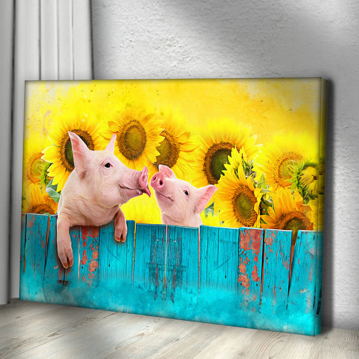Sunflower Pigs Canvas Wall Art