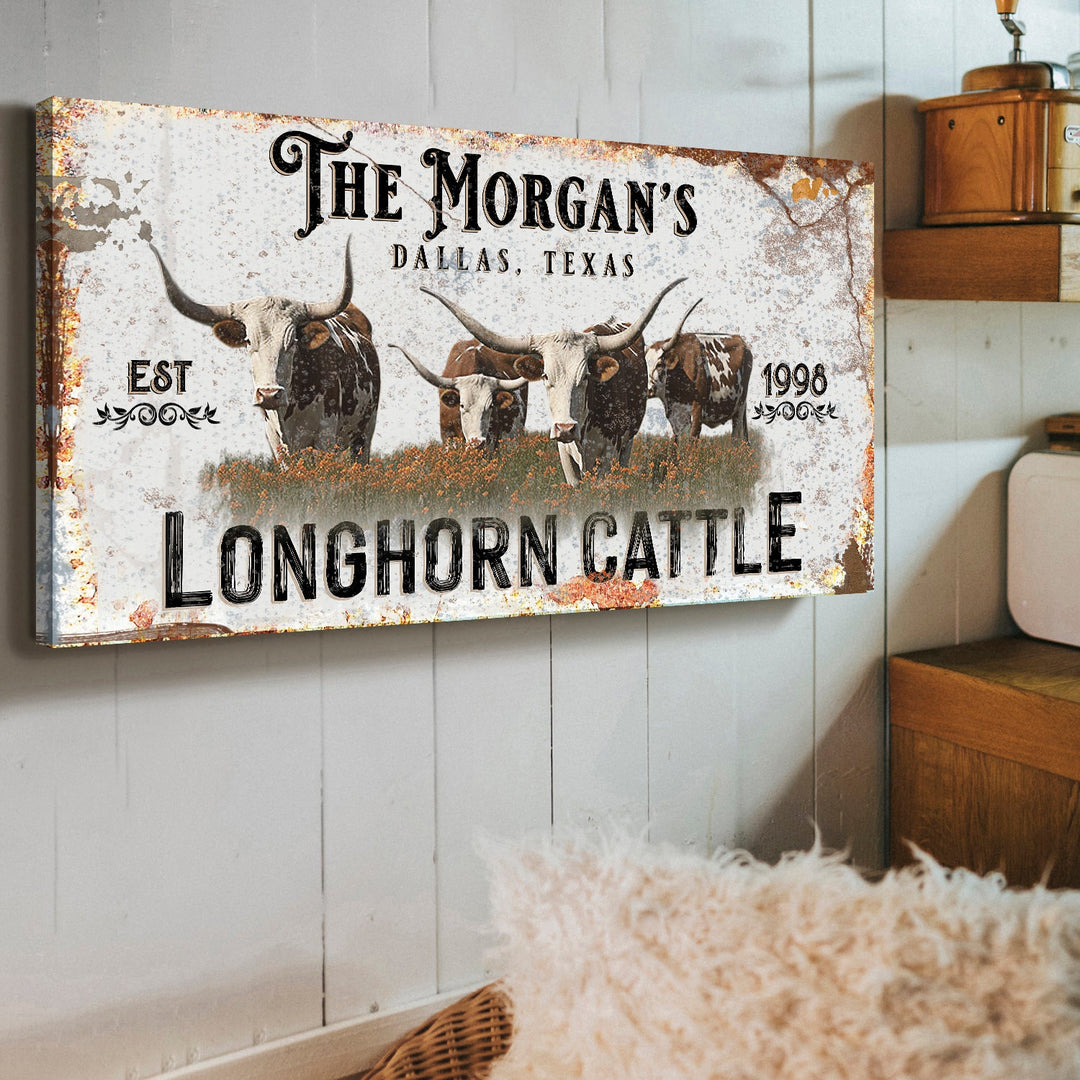 Personalized Long Horn Cattle Sign II