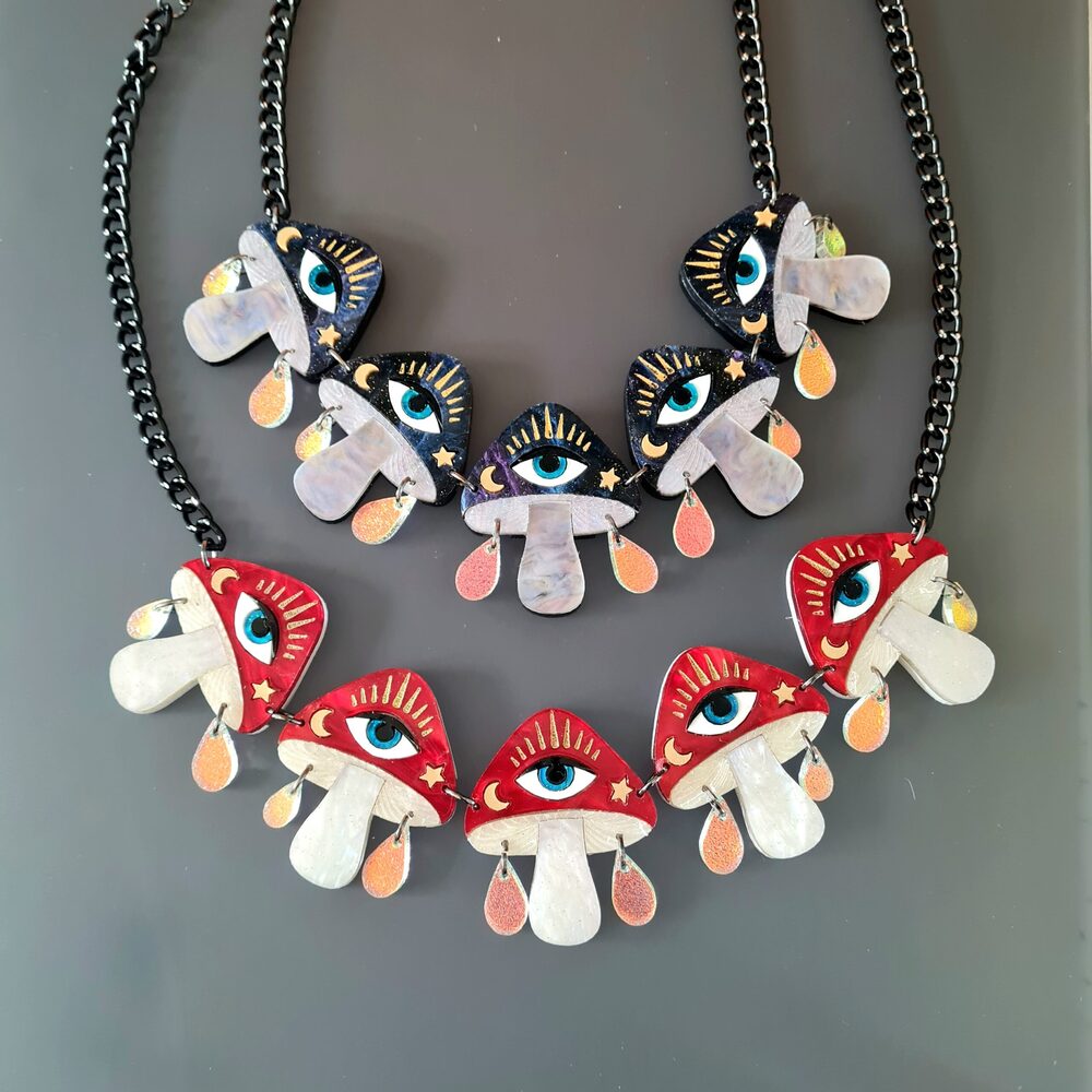 Magic Mushroom Statement Charm Necklace 