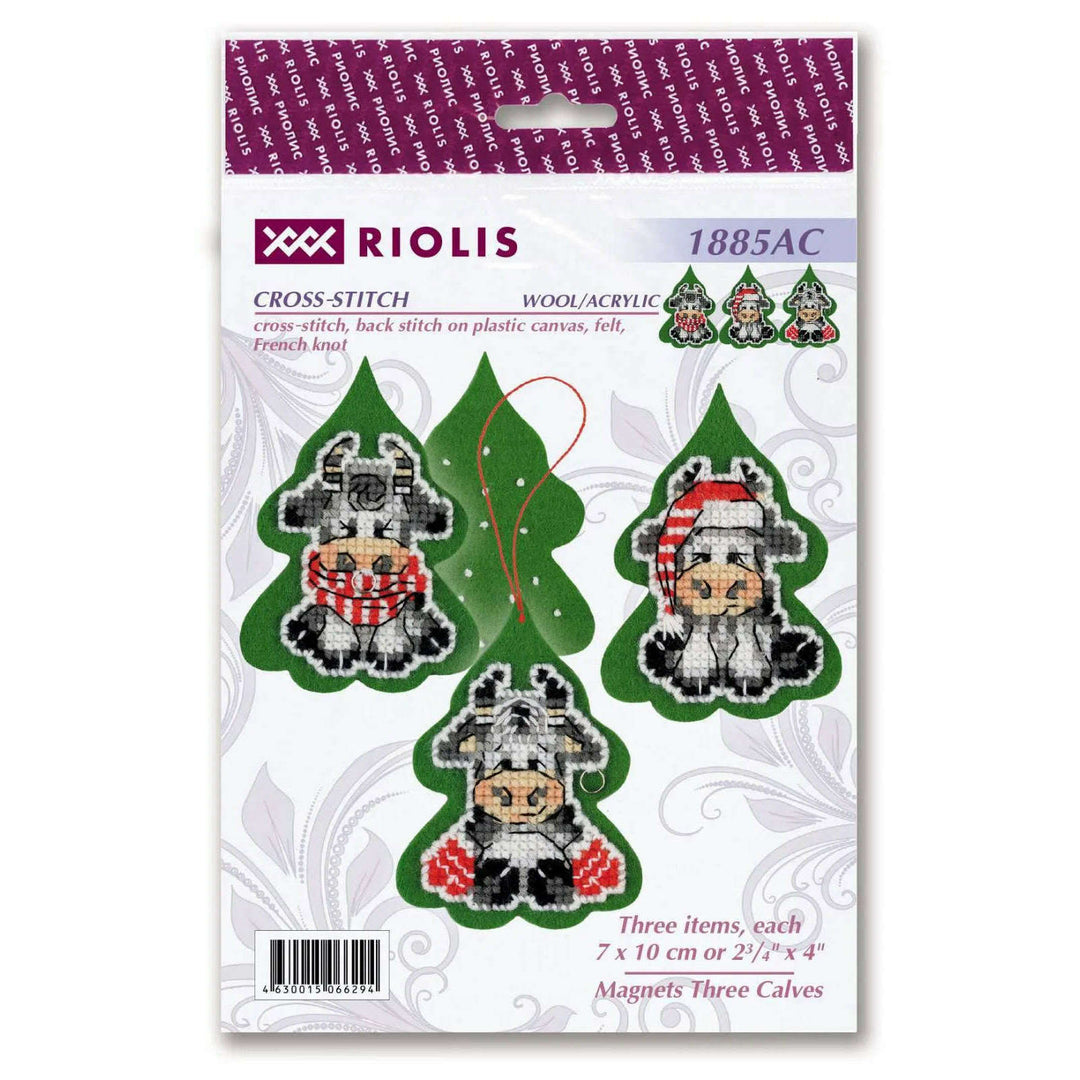 Magnets Three Calves R1885AC Counted Cross Stitch Kit