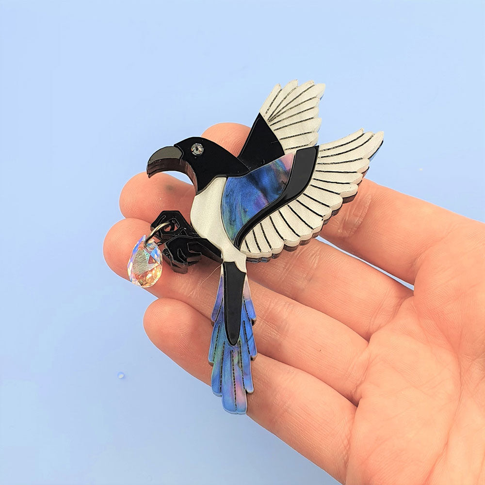 Magpie Brooch by Cherryloco Jewellery 5