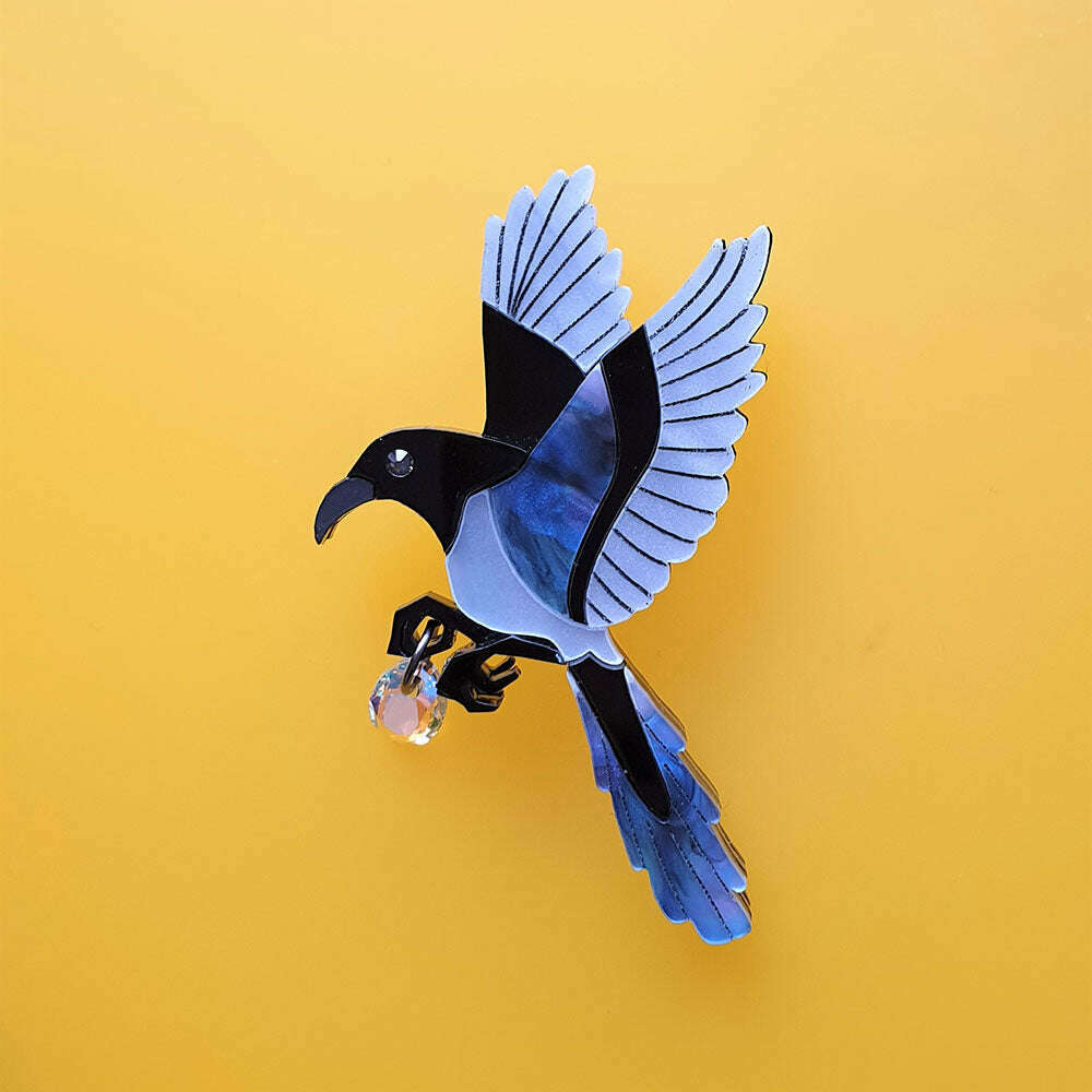 Magpie Brooch by Cherryloco Jewellery 4