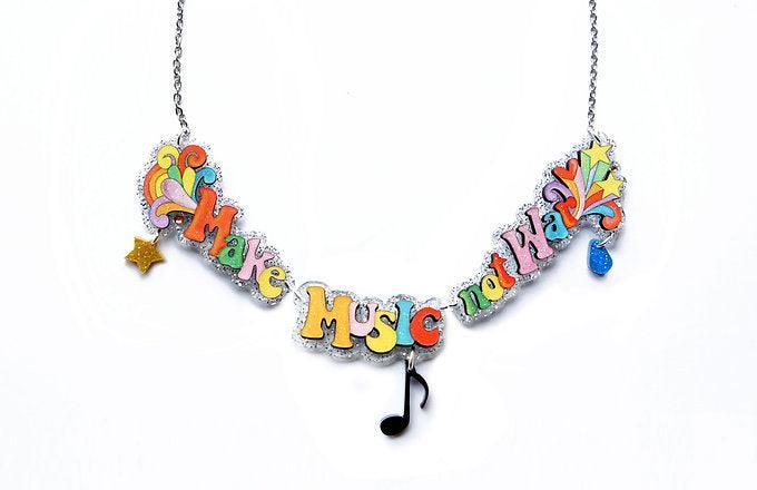 Make Music Not War Necklace by Laliblue - Quirks!