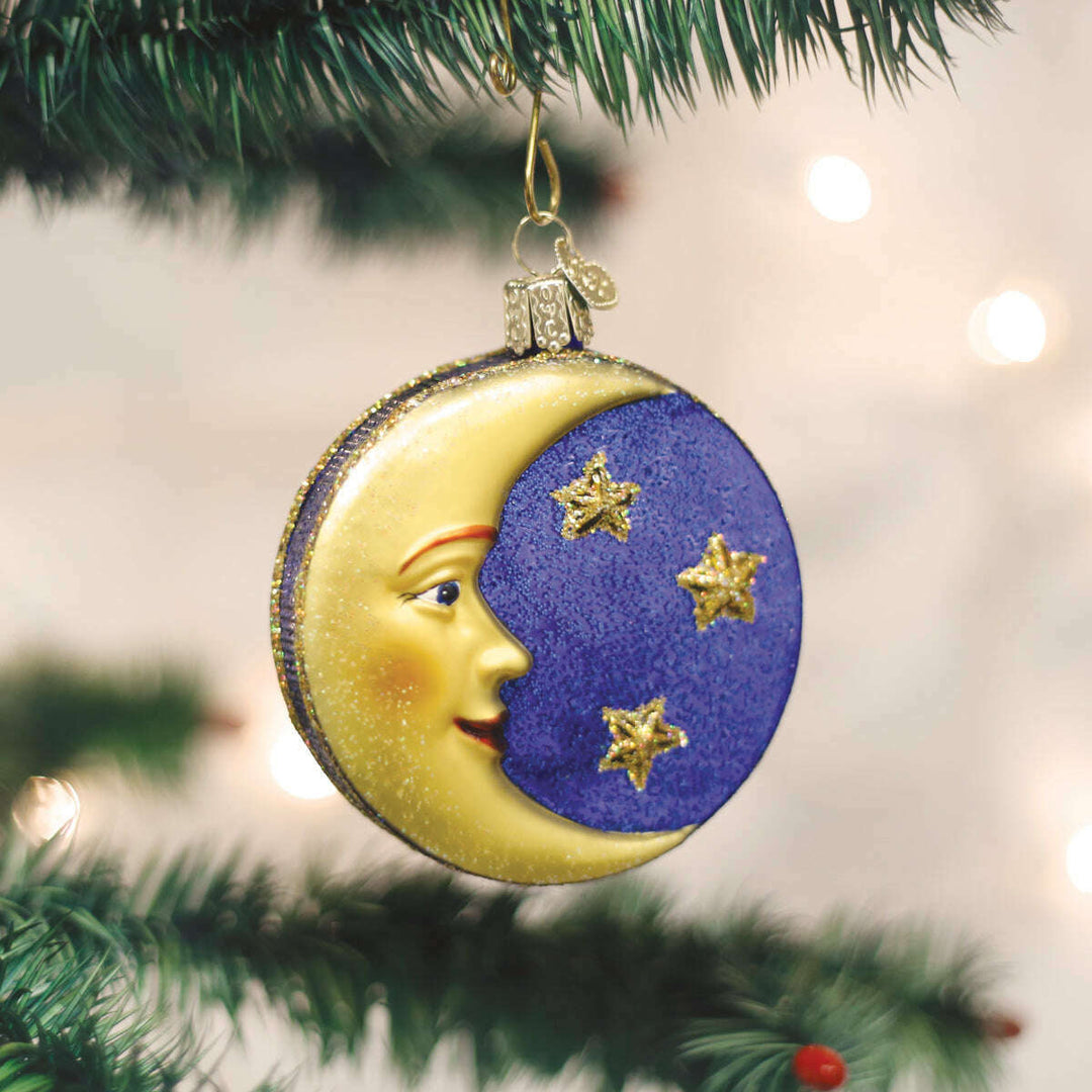 Old World Christmas Man in the Moon Blown Glass Ornament