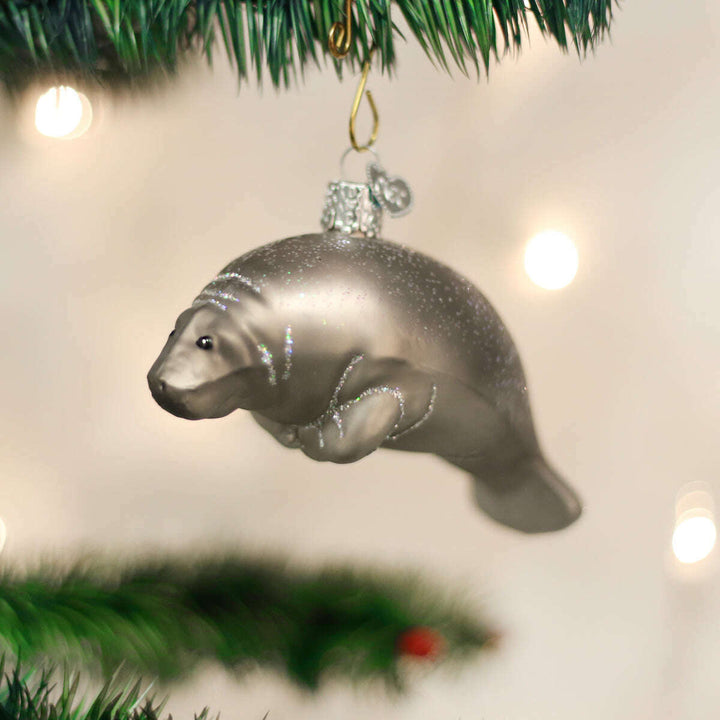 Old World Christmas Manatee Blown Glass Ornament