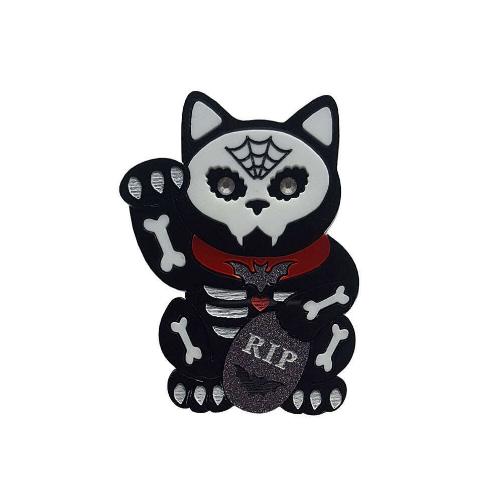 Maneki Mortality Brooch by Cherryloco Jewellery 1