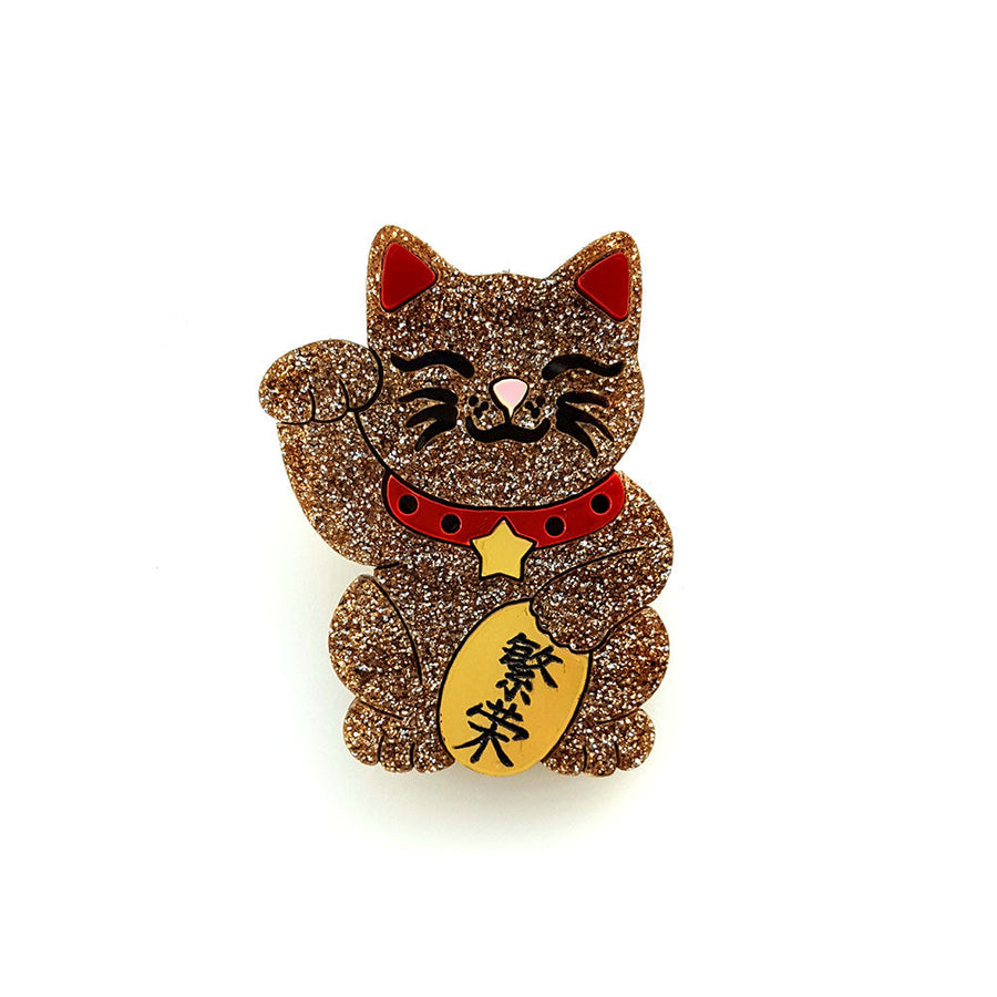 Maneki Neko Cat Brooch - Prosperity by Cherryloco Jewellery 1