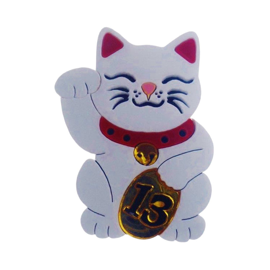 Maneki Neko Lucky Cat Brooch by Cherryloco Jewellery 1