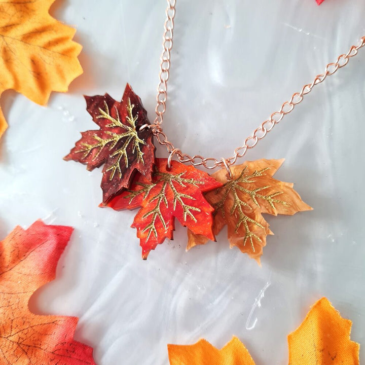 Maple Leaf Charm Necklace by Cherryloco Jewellery 1