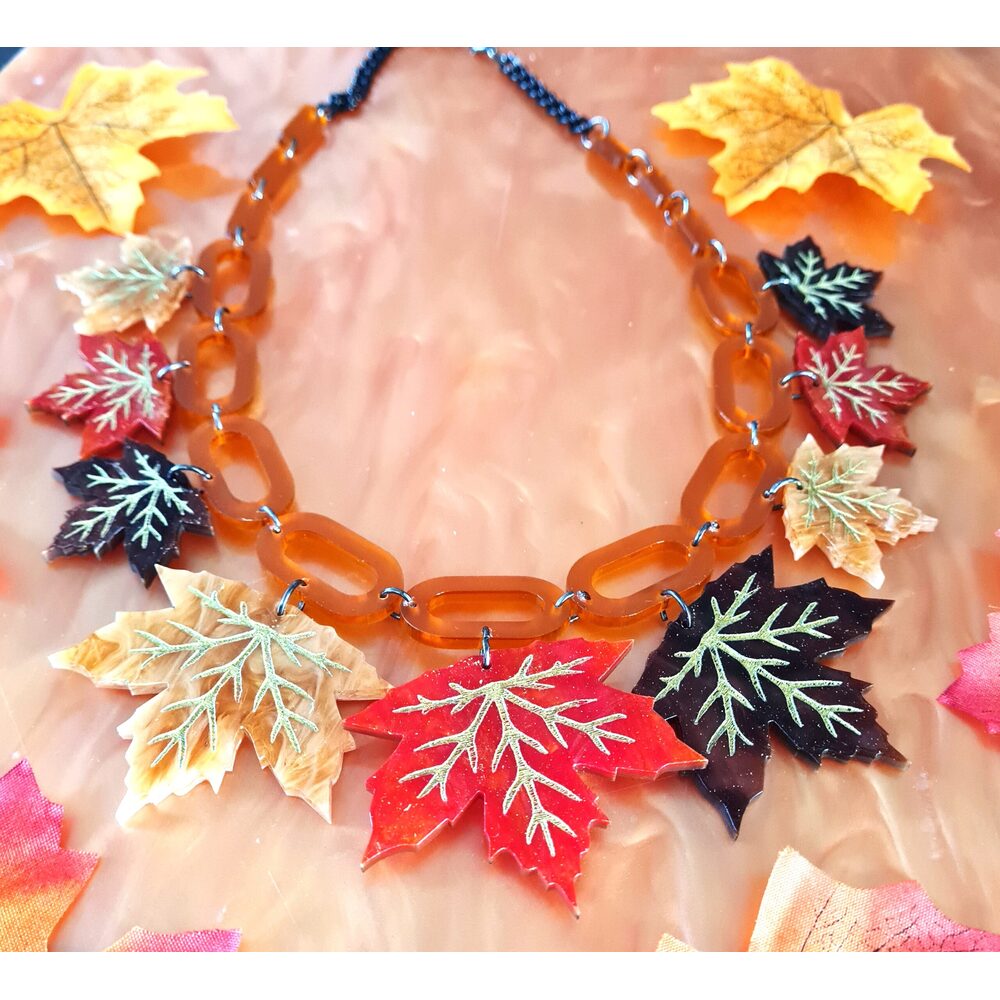 Maple Leaf Charm Statement Necklace 2