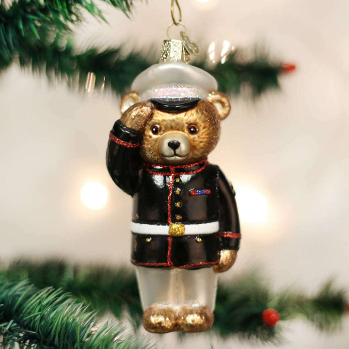 Old World Christmas Marine Bear Blown Glass Ornament