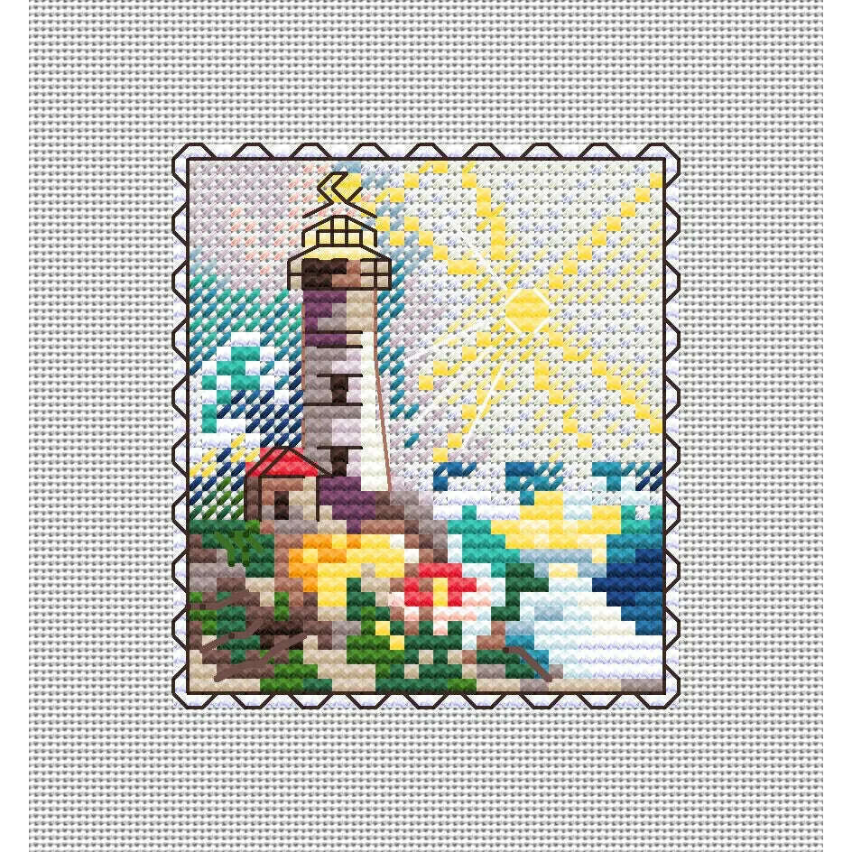 Mark-lighthouse. Mini Stamp Series - PDF Cross Stitch Pattern