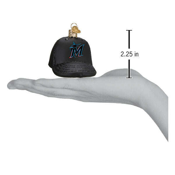 Old World Christmas Marlins Baseball Cap Blown Glass Ornament