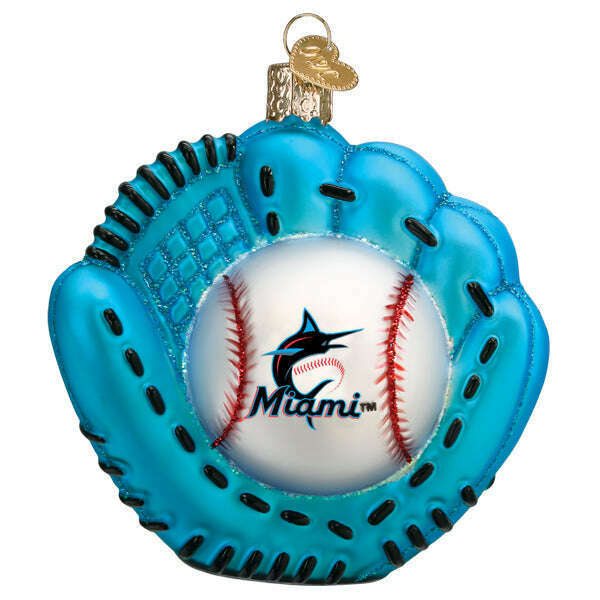 Old World Christmas Marlins Baseball Mitt Blown Glass Ornament