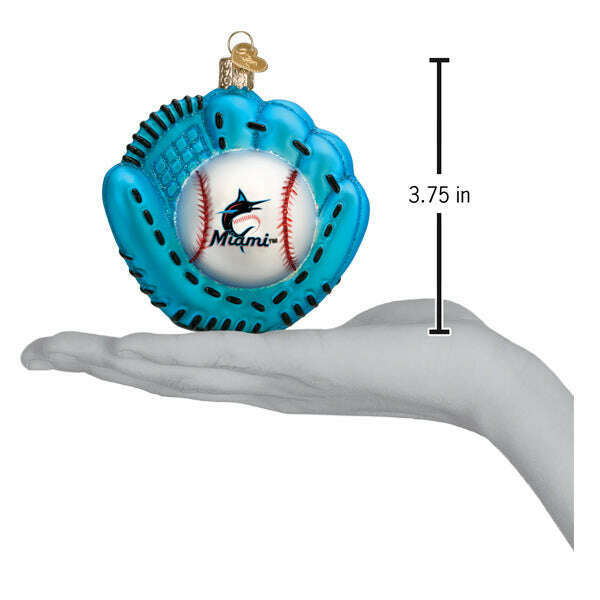 Old World Christmas Marlins Baseball Mitt Blown Glass Ornament