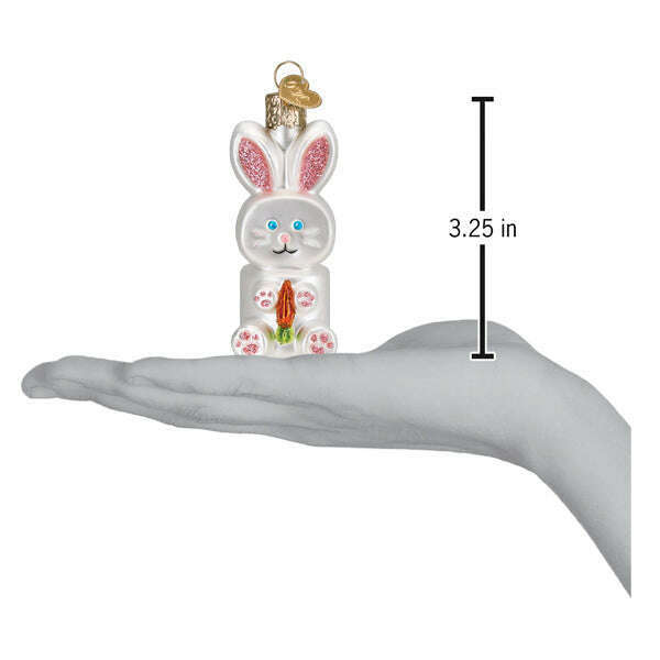 Old World Christmas Marshmallow Bunny Blown Glass Ornament