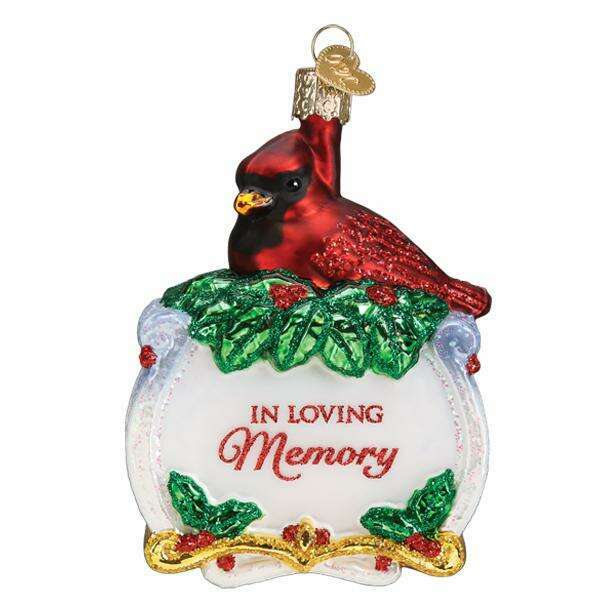 Old World Christmas Memorial Cardinal Blown Glass Ornament