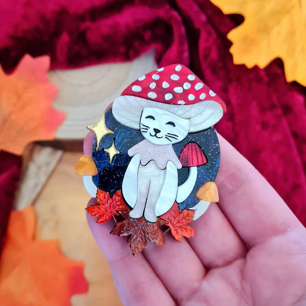 Meowshroom Brooch or Necklace by Cherryloco Jewellery 2