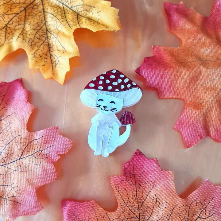 Meowshroom Cat Mushroom Pin or Pendant by Cherryloco Jewellery 