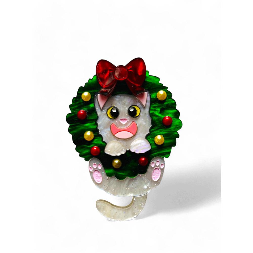 Meowy Christmas - Cat Stuck in Christmas Wreath image 1