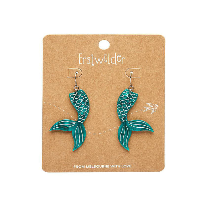 Mermaid Tail Drop Earrings - Aqua (3 Pack) by Erstwilder image 1