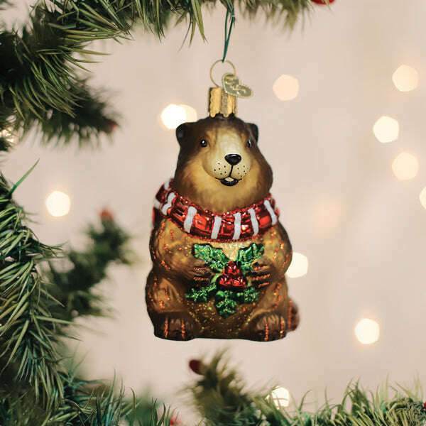 Old World Christmas Merry Marmot Blown Glass Ornament
