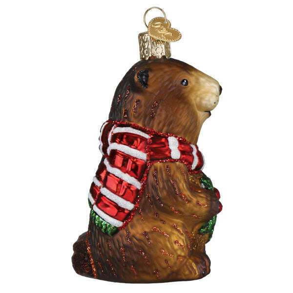 Old World Christmas Merry Marmot Blown Glass Ornament