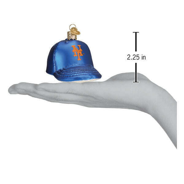 Old World Christmas Mets Baseball Cap Blown Glass Ornament