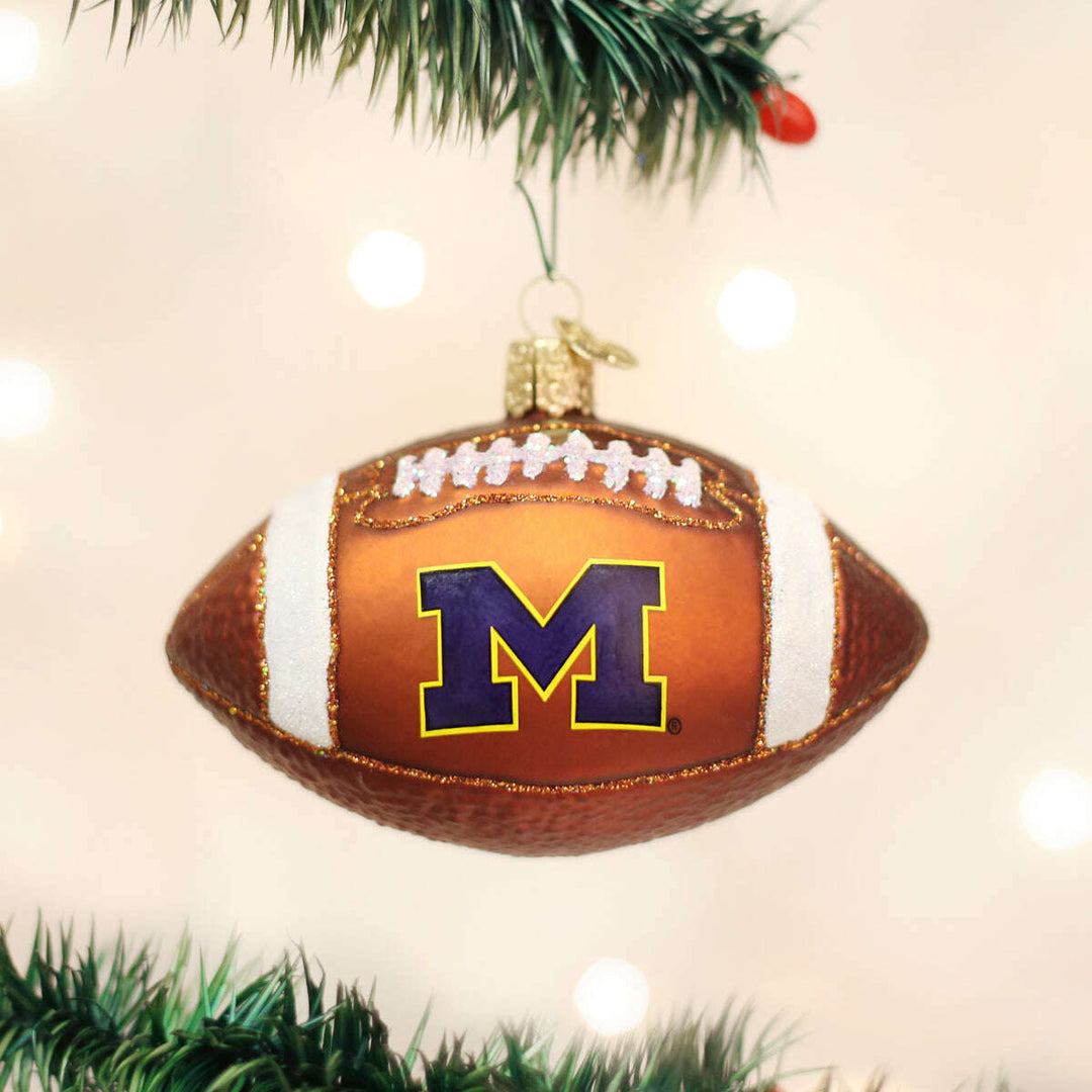 Old World Christmas Michigan Football Blown Glass Ornament