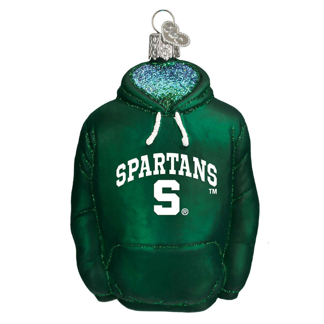 Old World Christmas Michigan State Hoodie Blown Glass Ornament