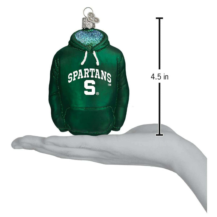 Old World Christmas Michigan State Hoodie Blown Glass Ornament
