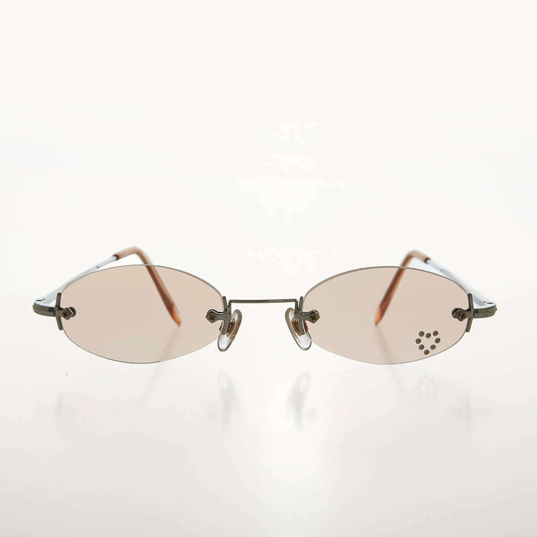 Micro Sunglass with Heart Rhinestone Accent - Primo