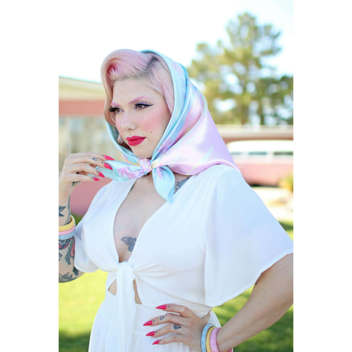 'Mid-Century Pastel Dream' Satin Scarf