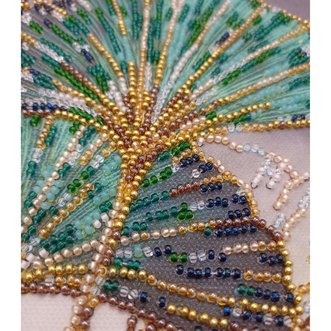 Mid-sized Bead Embroidery kit - Emerald leaves