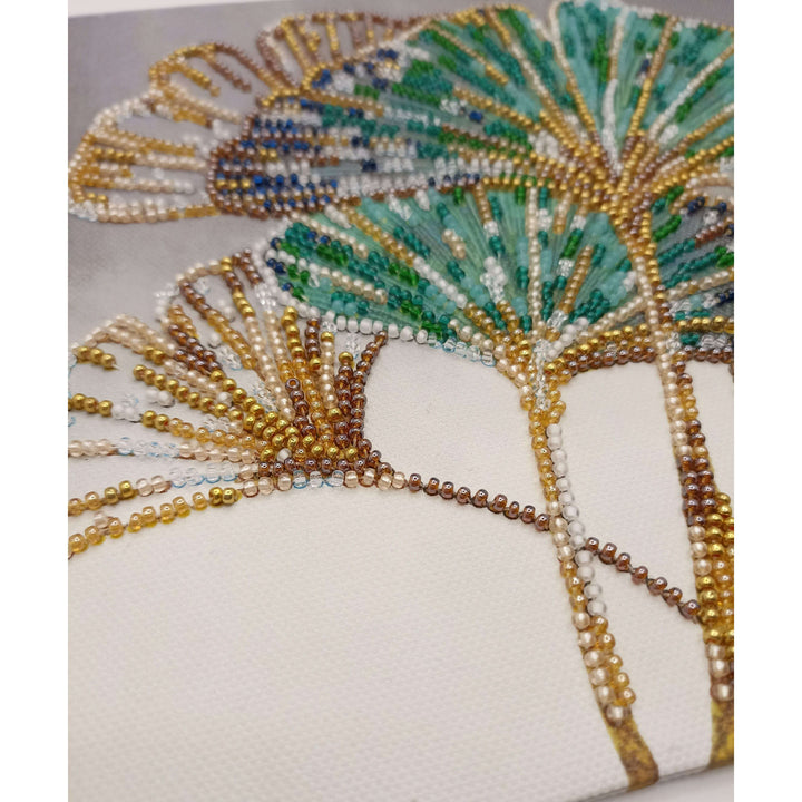 Mid-sized Bead Embroidery kit - Emerald leaves