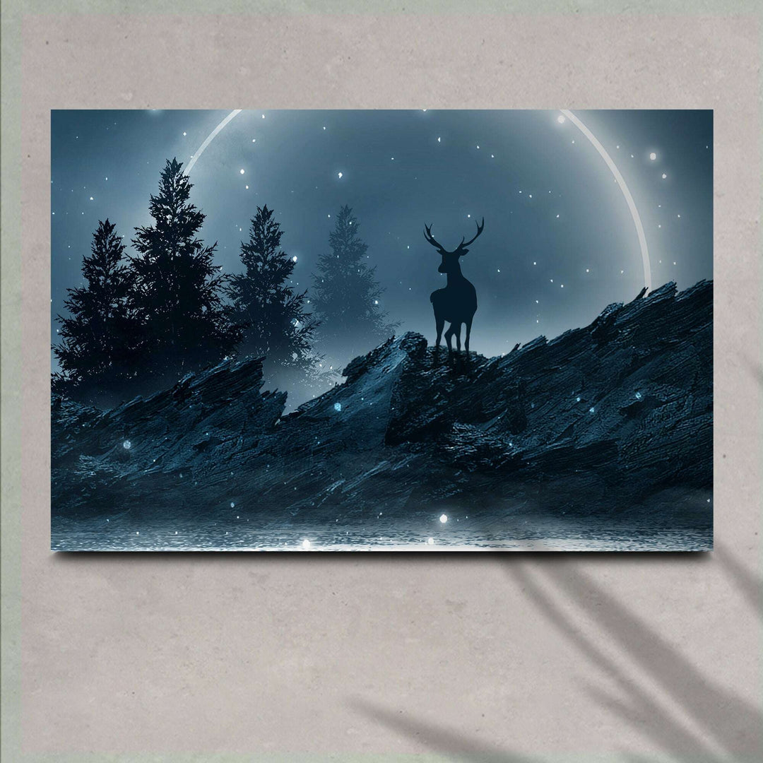 Midnight Deer Canvas Wall Art
