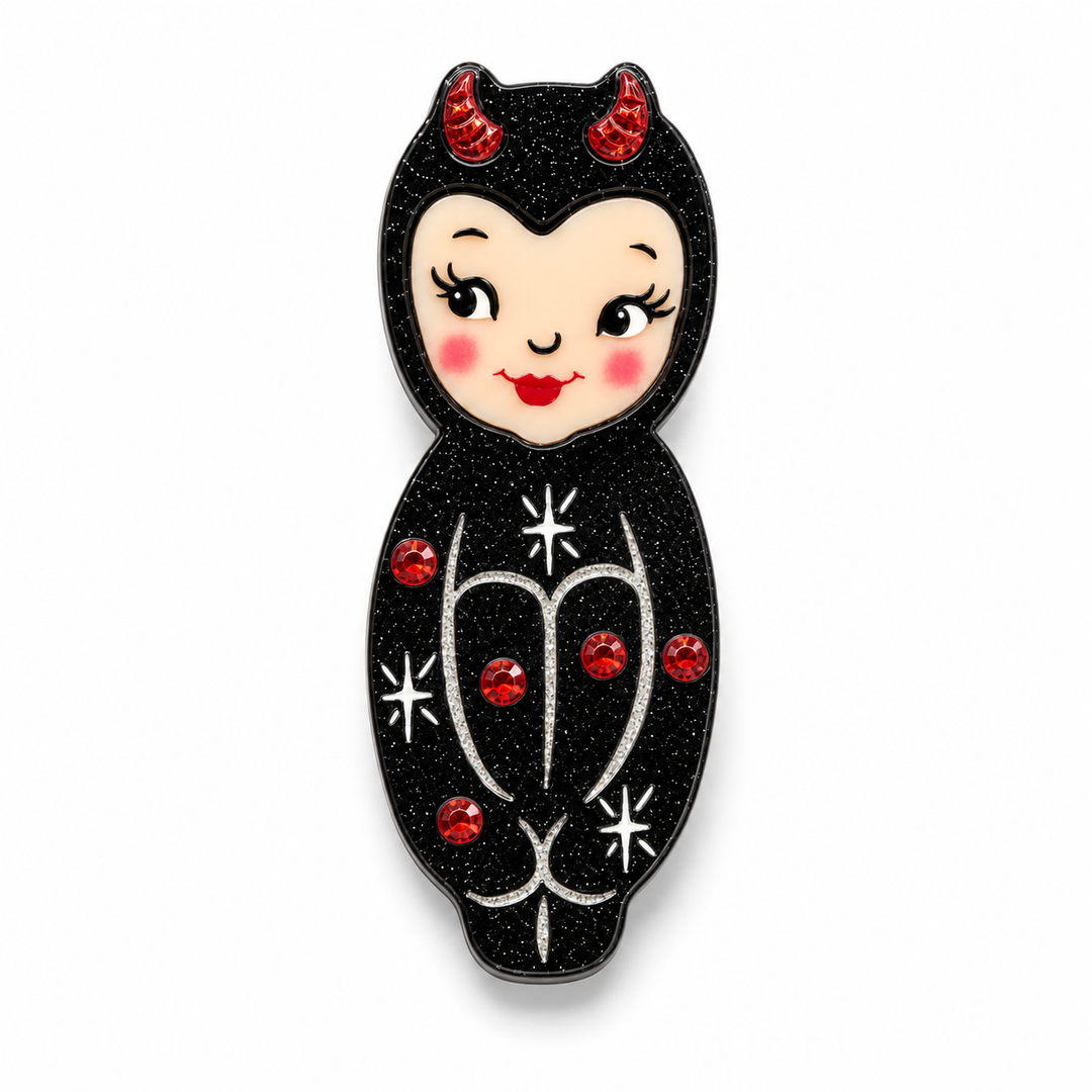 midnight mischief halloween pixie acrylic brooch holt howard inspired kneehugger