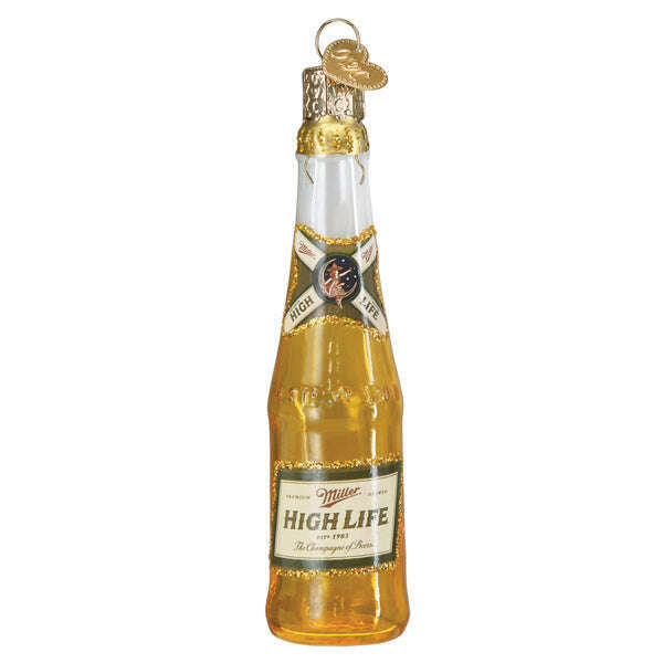 Old World Christmas Miller High Life Bottle Blown Glass Ornament