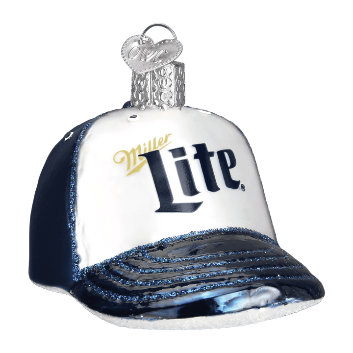 Old World Christmas Miller Lite Baseball Cap Blown Glass Ornament